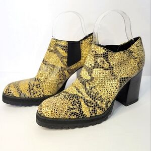 Seychelles leather Lug Sole snake print, heeled booties
